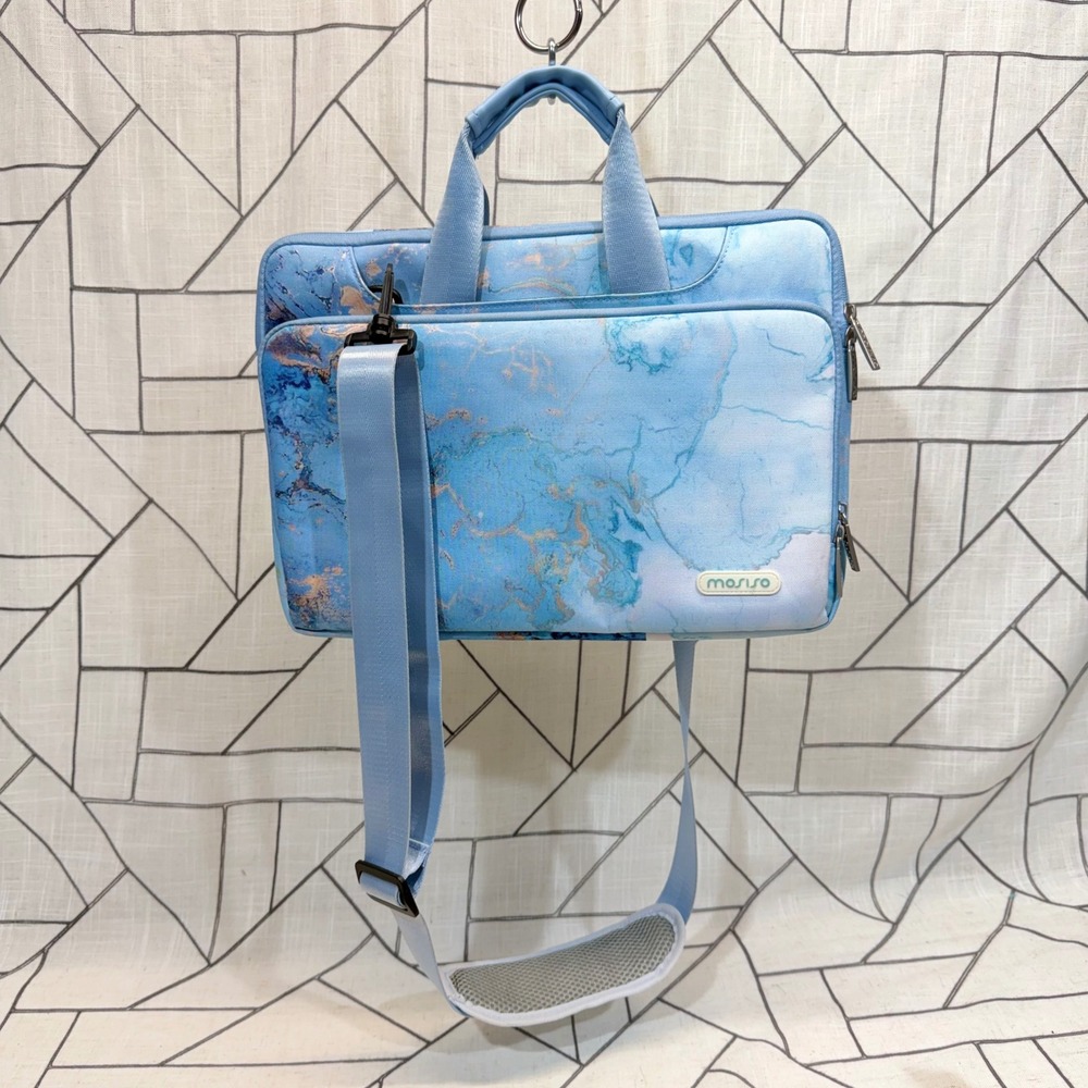 Mosiso Laptop Bag 13-14 inch Blue Marble Shoulder Messenger Briefcase‎ Case